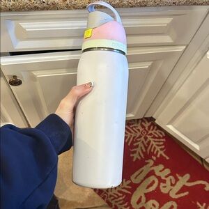 White and Pink Water Bottle Owala